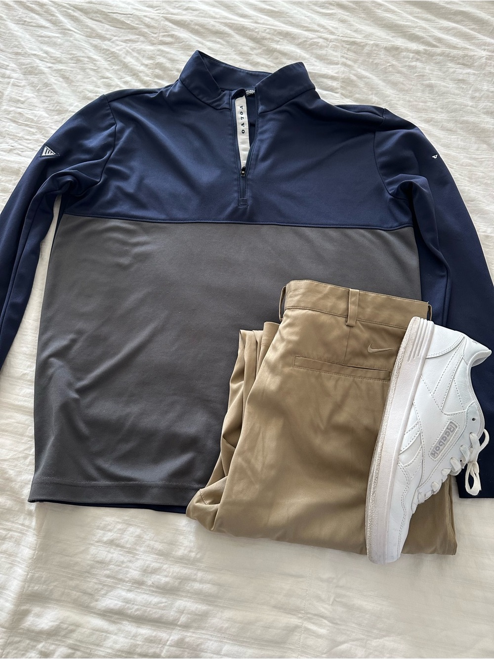 Men's Levelwear Two-Tone Navy and Gray Zip-Up Sweater
